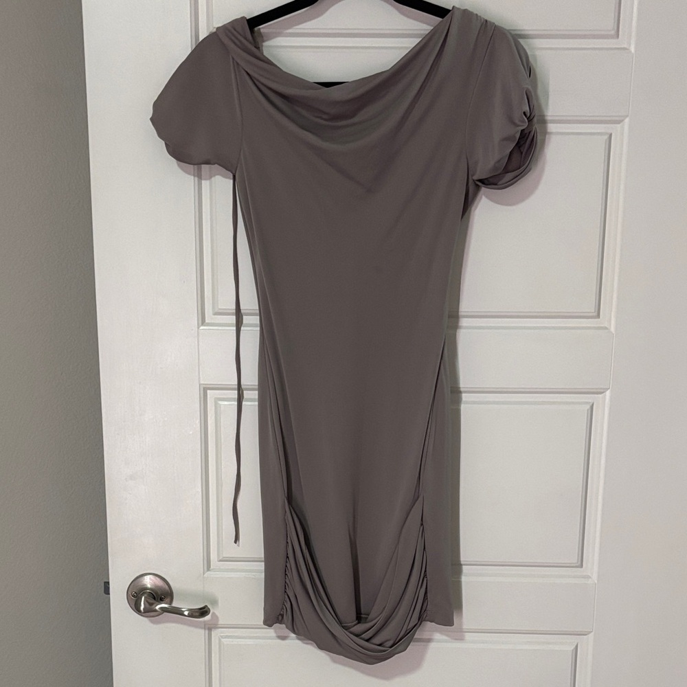 BCBG Sophisticated Taupe Mini Dress